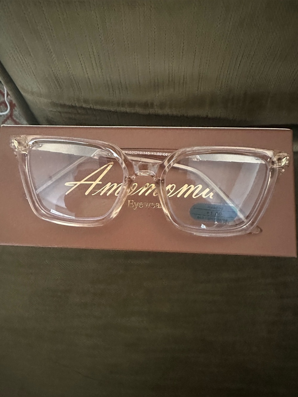 Ladies blue light filtering reading glasses clear/tan Frame 1.50 lens NEW